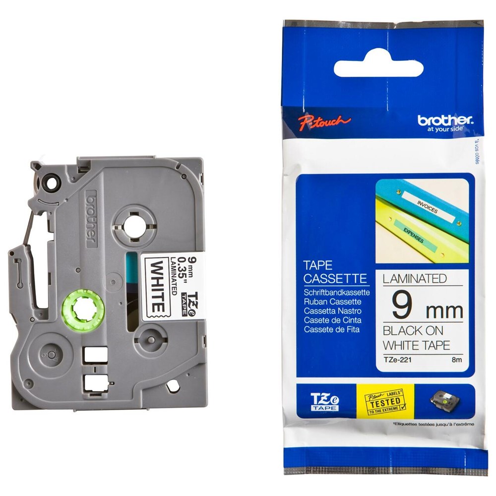 Laminated Tape for Labelling Machines Brother TZE221 Black/White