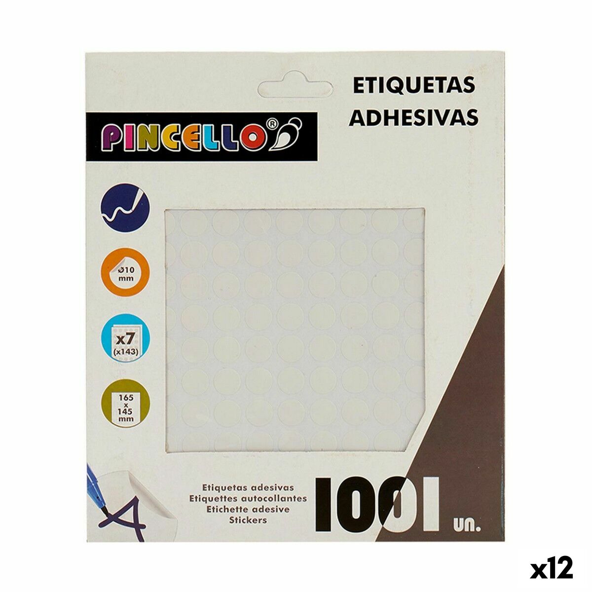 Adhesive labels Pincello 1711073 White Ø 10 mm (12 Units)